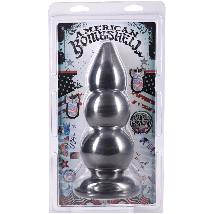 Анальная пробка для фистинга Doc Johnson American Bombshell Triple Payload Gun Metal фото 3
