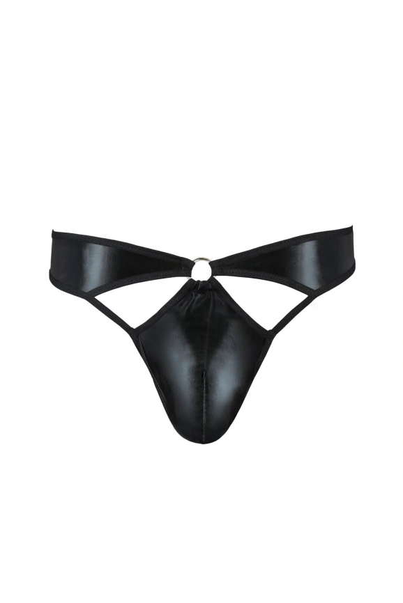 Мужские стринги Passion 033 THONG PAUL S/M Black, под латекс фото 3