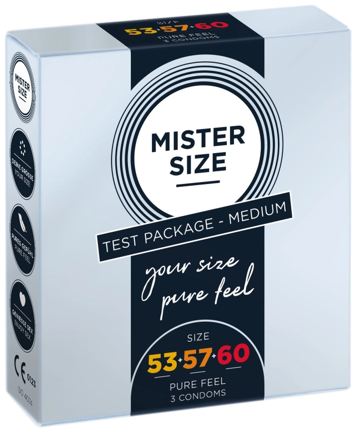 Набор презервативов Mister Size - pure feel - 53–57–60 (3 condoms), 3 размера, толщина 0,05 мм фото 1