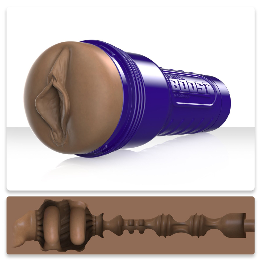 Мастурбатор-вагіна Fleshlight Boost Bang Medium Dark Flesh, плаваючі кільця Turbo Tech фото 1