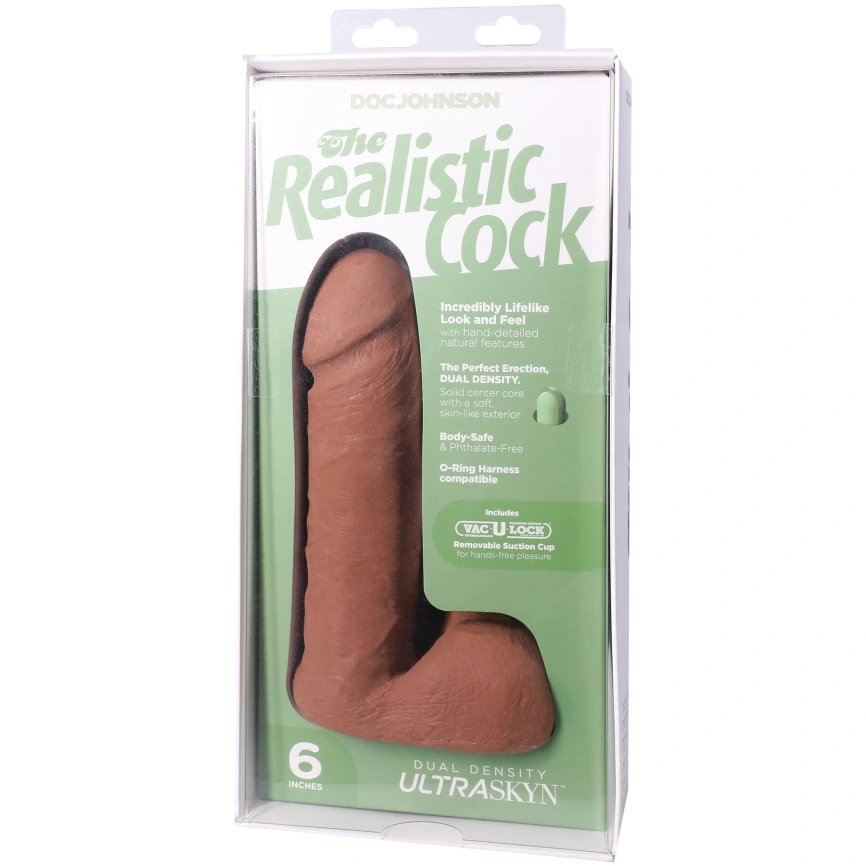 Фаллоимитатор Doc Johnson The Realistic Cock ULTRASKYN - 6 Inch with Balls Caramel фото 9