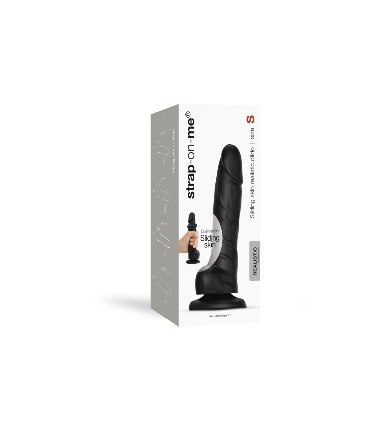 Реалистичный фаллоимитатор Strap-On-Me Sliding Skin Realistic Dildo Black S, эффект подвижной кожи фото 8