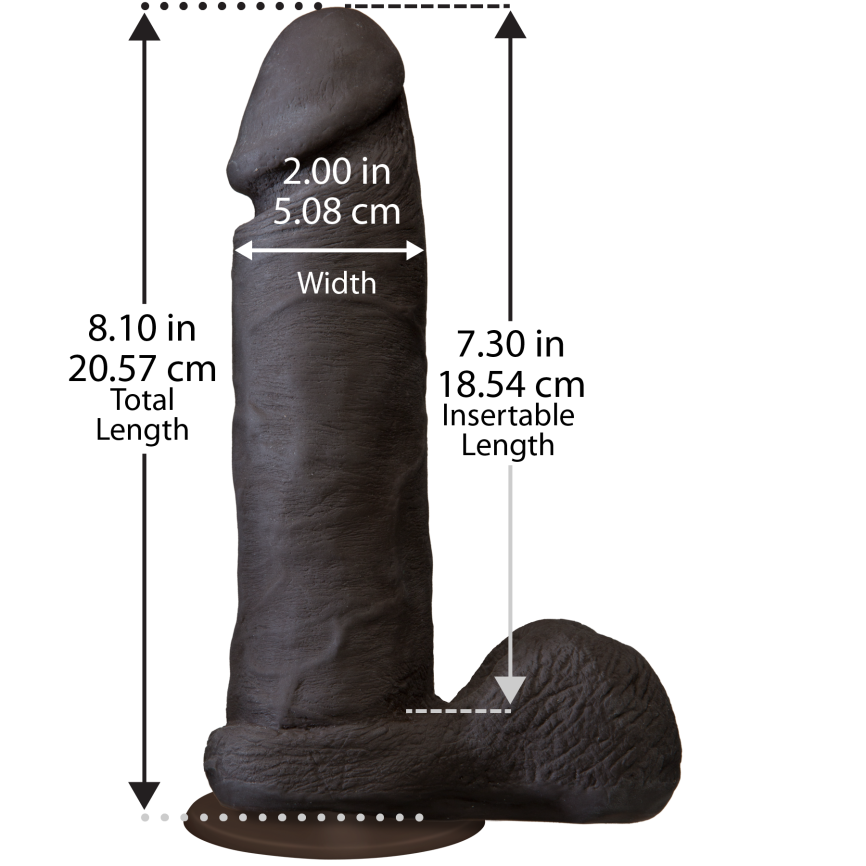 Фалоімітатор Doc Johnson The Realistic Cock 8 inch Black - ULTRASKYN, Vack-U-Lock, діаметр 5,1 см фото 2