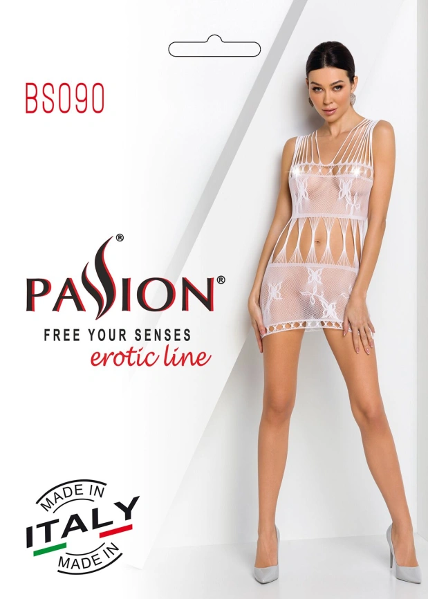 Бодистокинг мини-платье с бабочками Passion BS090 One Size white фото 8