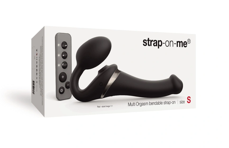 Безремневой вибрострапон с вакуумной стимуляцией Strap-On-Me MULTI ORGASM Black S, регулируемый фото 8