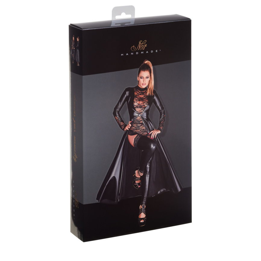 Сукня-плащ з мокрим ефектом Noir Handmade F128C Powerwetlook gown coat, XL фото 4