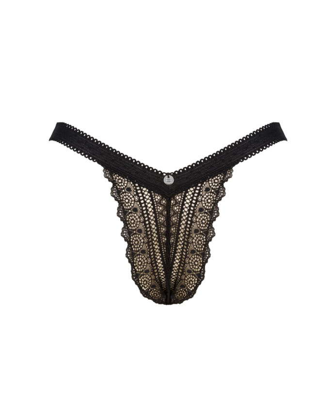 Мереживні трусики із заниженою талією Obsessive Estiqua panties M/L, чорні фото 5