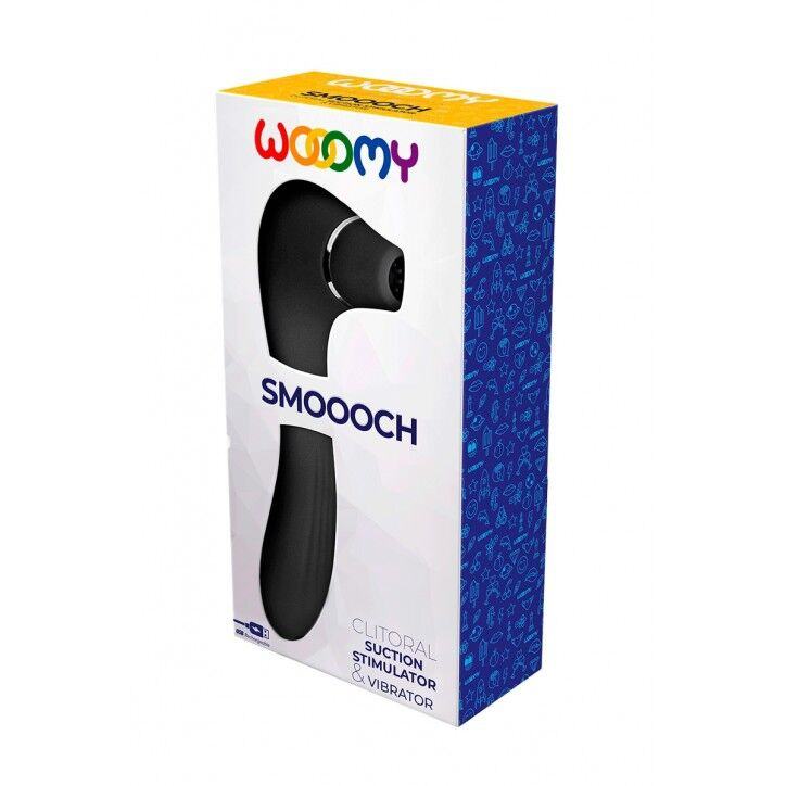 Вакуумний стимулятор з вібрацією Wooomy Smoooch Black Clitoral Suction & Vibration фото 4