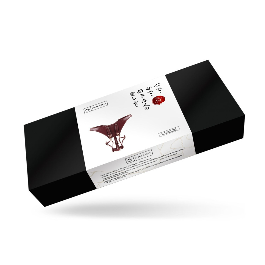 Шкіряні трусики для вібратора Liebe Seele Wine Red Forced Orgasm Strop, повністю регульовані фото 8
