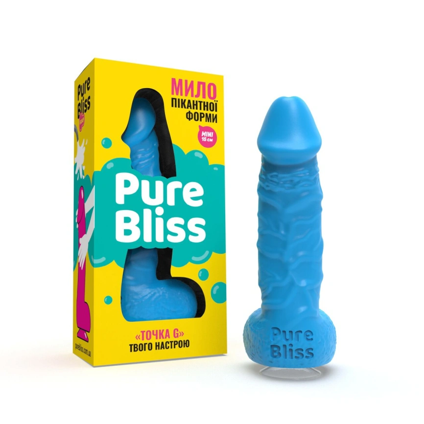 Мыло в форме пениса Pure Bliss MINI Blue, крафтовое мыло-член, натуральное фото 2