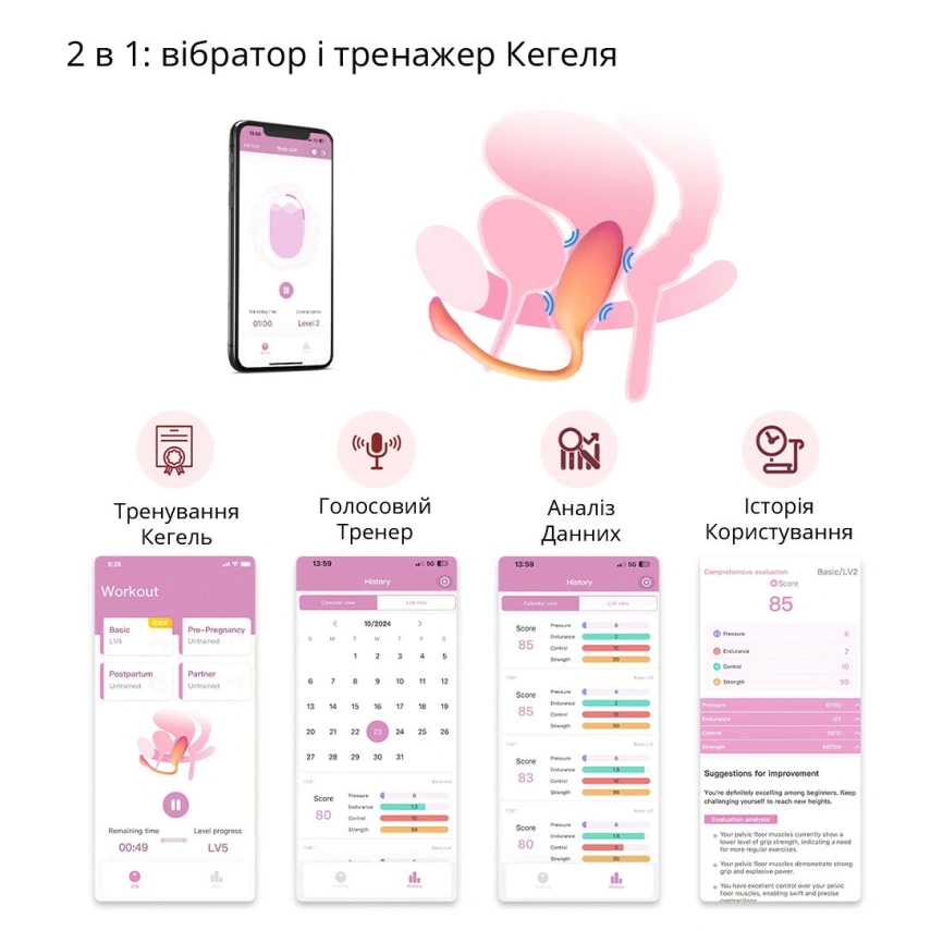 Смарт-виброяйцо Magic Motion Flamingo Max Orange 2 в 1: виброяйцо и тренажер Кегеля, 10 режимов фото 20