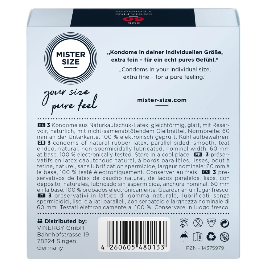 Презервативы Mister Size - pure feel - 60 (3 condoms), толщина 0,05 мм фото 3