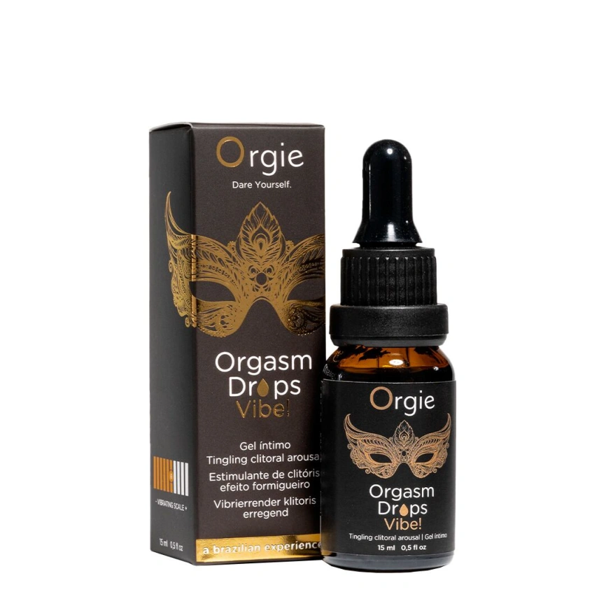 Возбуждающие капли для клитора Orgie Orgasm Drops Vibe!, 15 мл, тепло-холод, эффект вибрации фото 1
