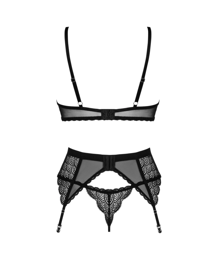 Комплект Obsessive Chemeris 3-pcs set XS/S, стринги, пояс для чулок, бюстгальтер фото 4