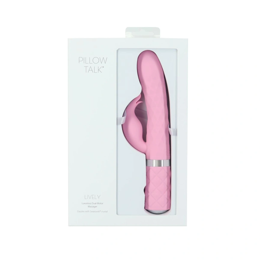 Роскошный кролик с ротацией и вибрацией Pillow Talk Lively, Pink, кристалл Сваровски фото 8