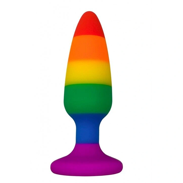 Силиконовая анальная пробка Wooomy Hiperloo Silicone Rainbow Plug L, диаметр 3,9 см, длина 13,1 см фото 1