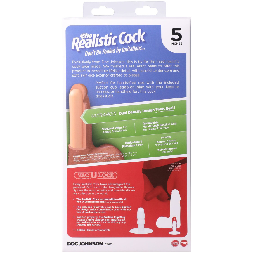 Фалоімітатор Doc Johnson The Realistic Cock ULTRASKYN - 5 Inch with Balls Vanilla фото 11