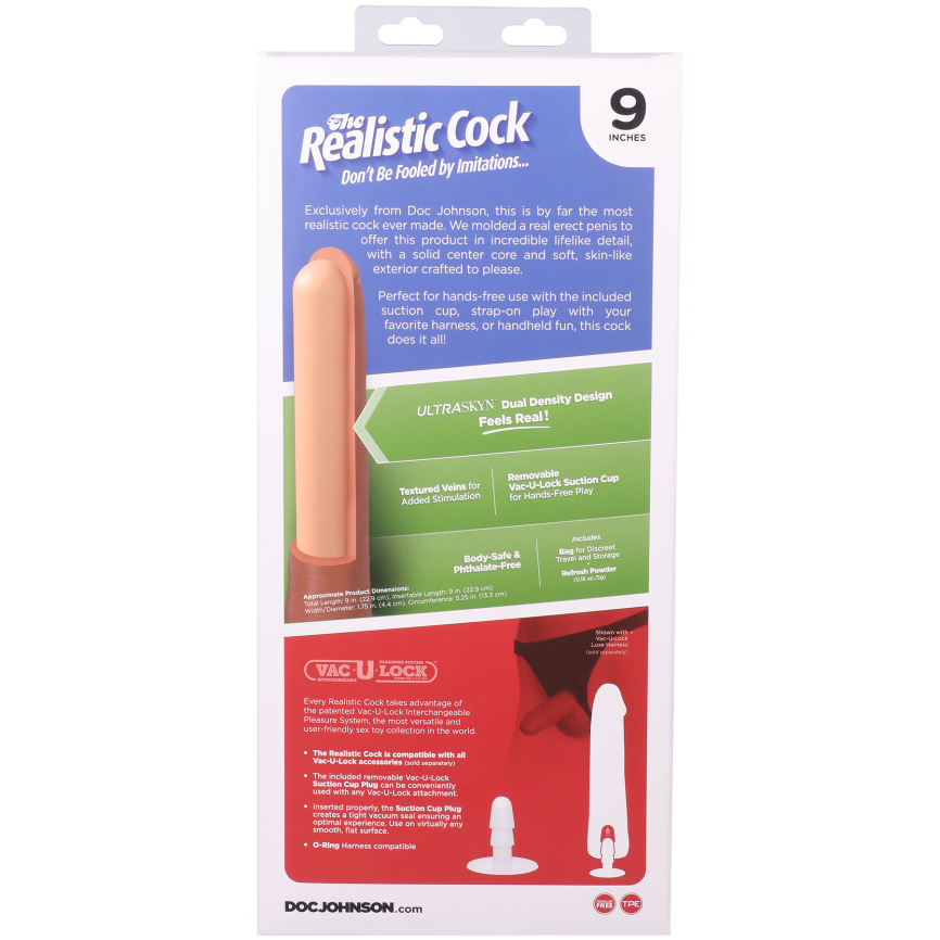 Фалоімітатор Doc Johnson The Realistic Cock ULTRASKYN - 9 Inch Chocolate фото 11