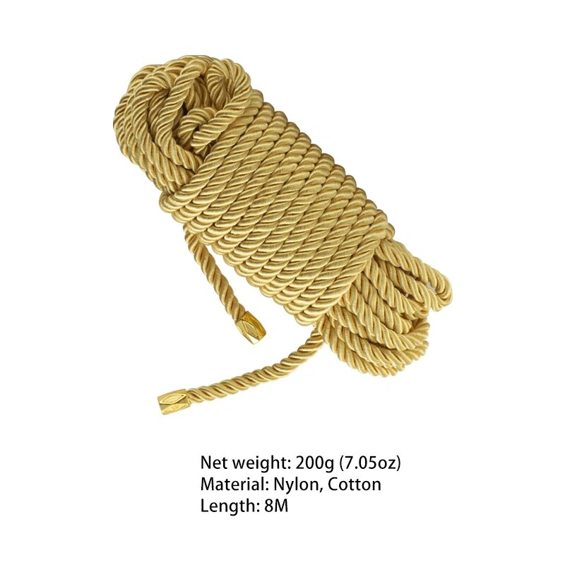 Веревка для шибари LOCKINK SEVANDA Shibari Pratice Rope, золотистая, 8 м, нейлон+хлопок фото 3