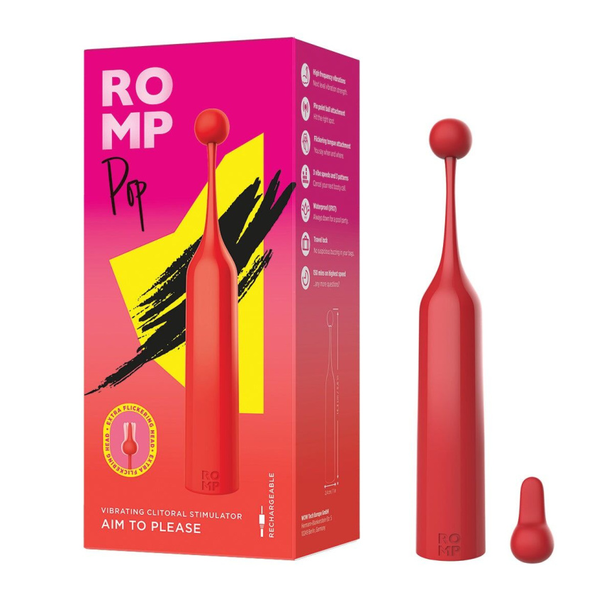 Кліторальний стимулятор Romp Pop, знімна насадка, високочастотний фото 9