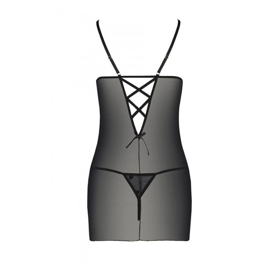Сорочка с вырезами на груди, стринги Passion LOVELIA CHEMISE S/M, black фото 13