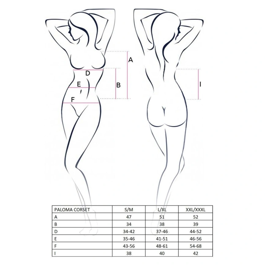 Корсет-сорочка с пажами Passion PALOMA CORSET XXL/XXXL, white, трусики, полупрозрачный фото 5