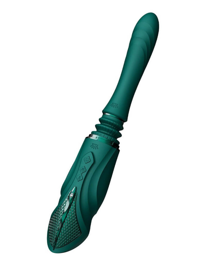 Компактна смарт секс-машина Zalo – Sesh Turquoise Green, 2 насадки, пульт ДК, кристал Swarovski фото 7