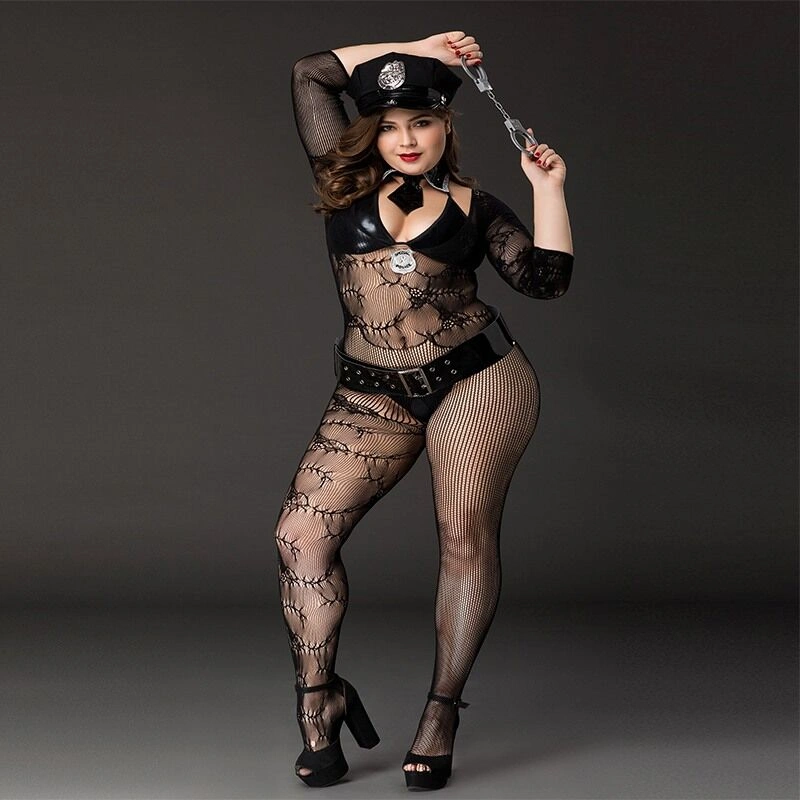 Костюм полицейской JSY «Фрау Марта» Plus Size Black, ремень, кепка, наручники, галстук фото 1