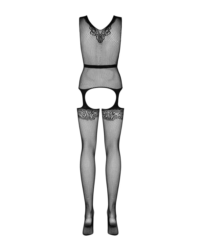 Бодістокінг Obsessive Bodystocking F217 XL/XXL, елегантний силуетний малюнок, імітація панчіх фото 6