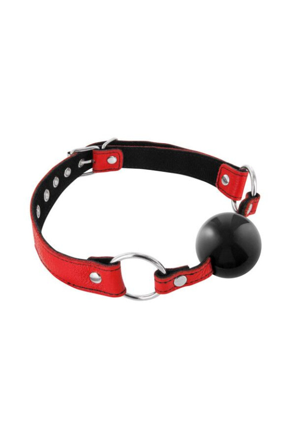 Кляп Fetish Tentation Premium Leather gag with silicone ball Red фото 1