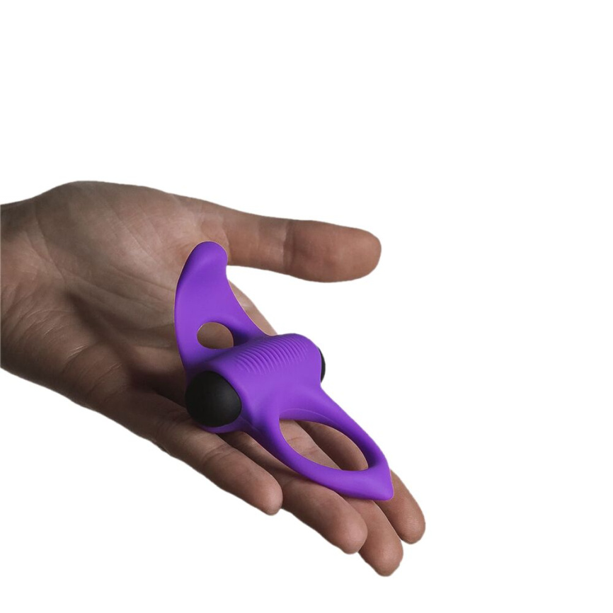 Ерекційне віброкільце Adrien Lastic Lingus MAX Violet з язичком для стимуляції клітора фото 4