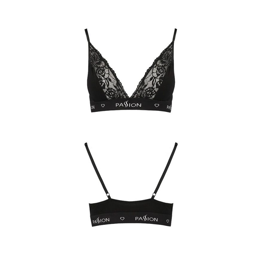 Еластичний топ з мереживом Passion PS001 TOP M, black фото 5