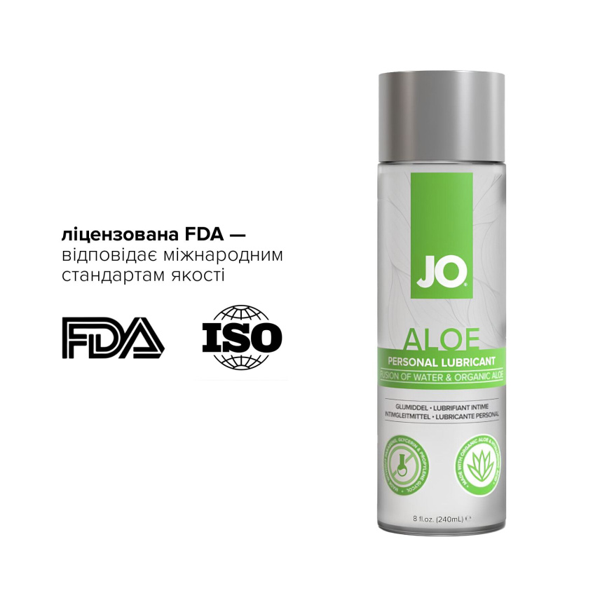Змазка на водній основі JO H2O Organic Aloe (236 мл), зволожувальний та заспокійливий ефект фото 7
