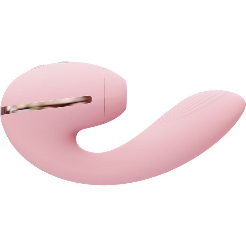 Вакуумний вібратор KISSTOY Tina Mini Pink, вагінально-кліторальний фото 1