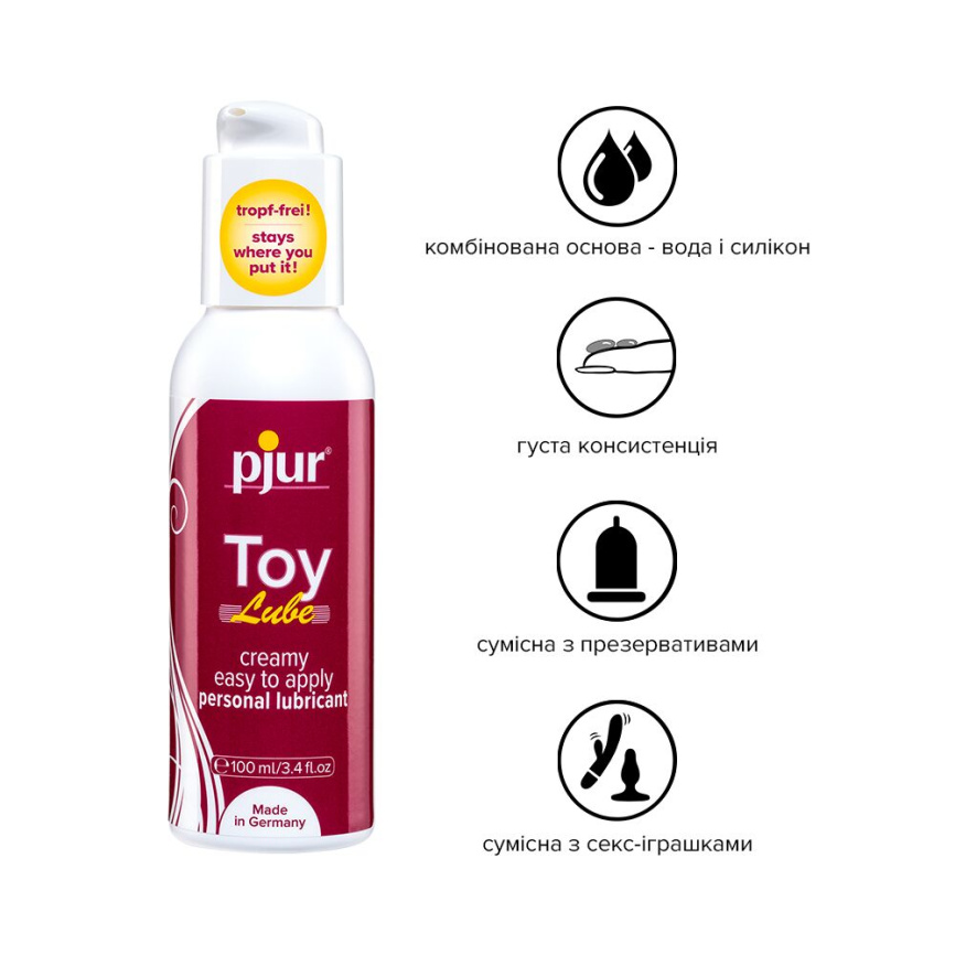 Крем-лубрикант pjur Toy Lube 100 мл, водно-силіконовий, тривале ковзання, підходить для секс-іграшок фото 2