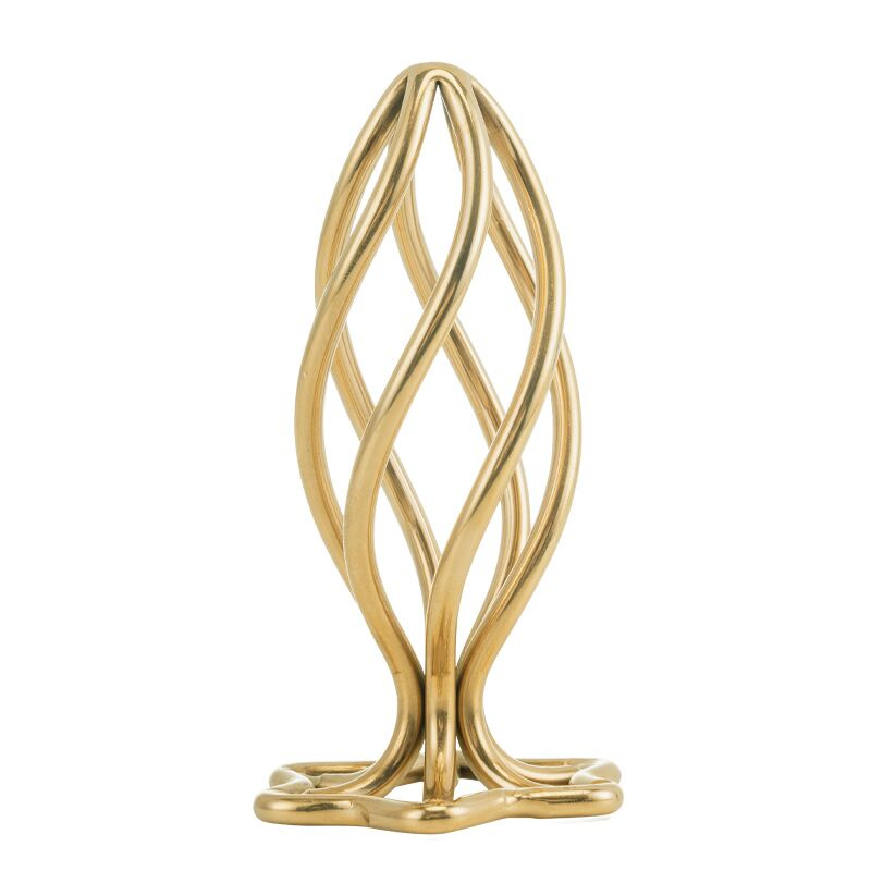 Металева анальна пробка LOCKINK SEVANDA Hollow Spiral Golden, M, золотиста, діаметр 3 см фото 1