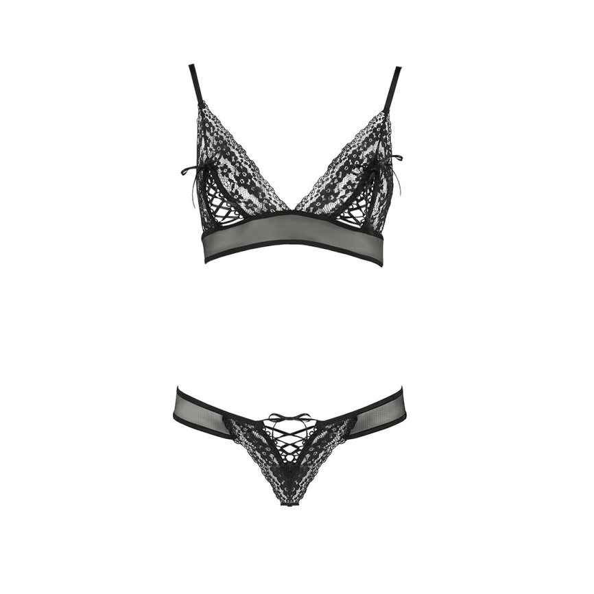 Комплект білизни Passion ERZA SET S/M, black, ліф і трусики фото 3