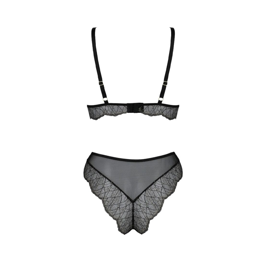 Комплект білизни Passion AMBERLY SET 4XL/5XL black, ліф, трусики бразиліана, люрексова нитка фото 8