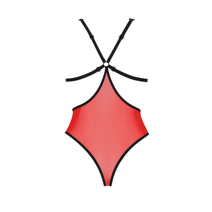 Напівпрозоре боді з мереживом Passion PEONIA BODY S/M red фото 11