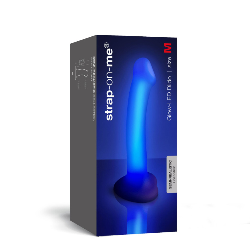 Дилдо, що світиться Strap-On-Me Glow-LED Dildo Purple - M фото 3