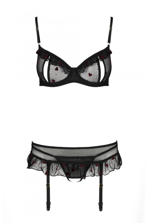 Сексуальный комплект с поясом для чулок Passion LOVELIA SET S/M, black фото 5