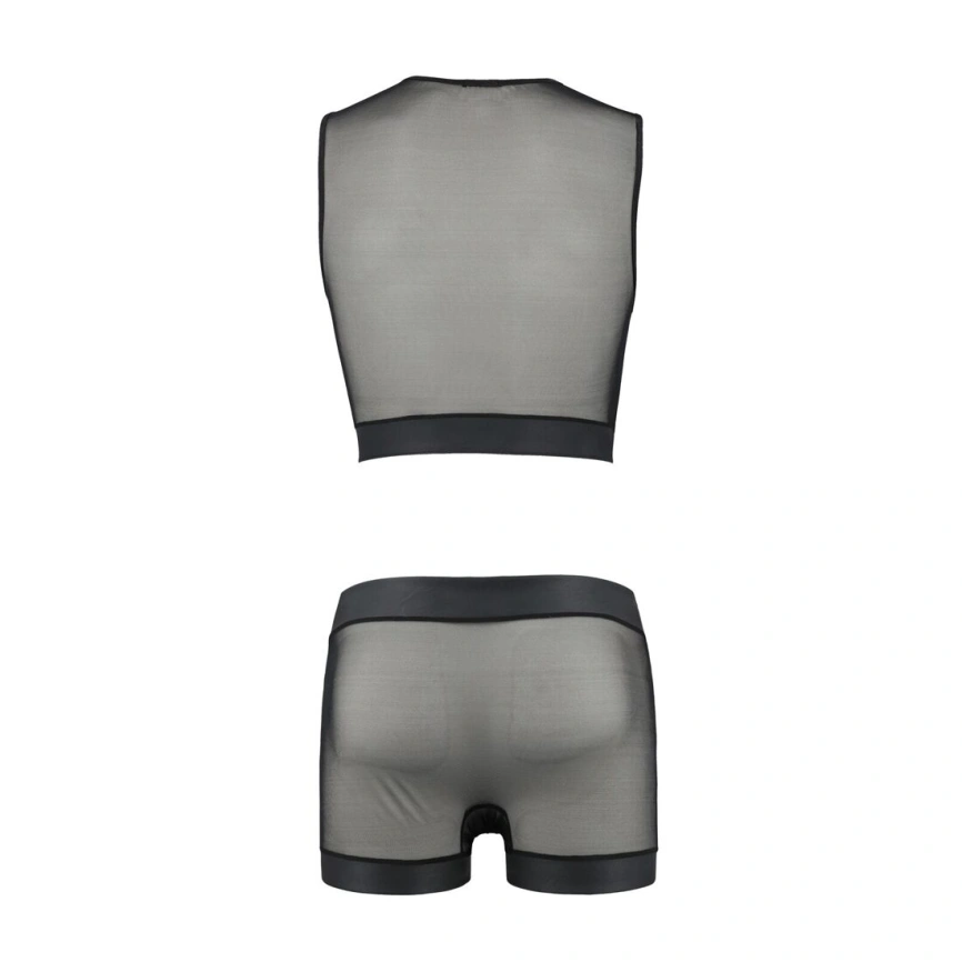 Комплект мужского белья на шнуровке Passion 053 SET WILLIAM S/M Black, жилет, боксеры фото 12