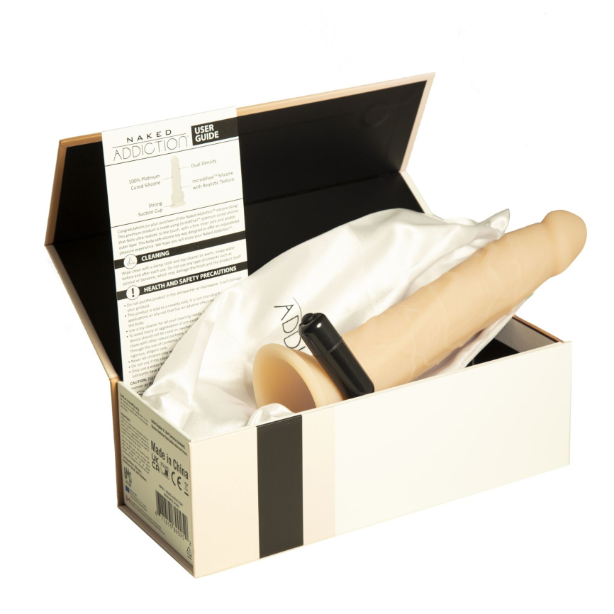 Фалоімітатор Naked Addiction — 9″ Silicone Dual Density Bendable Dildo Vanilla, віброкуля в подаруно фото 7