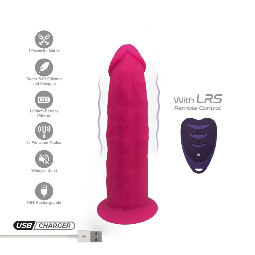 Фалоімітатор з вібрацією SilexD Henry Vibro Pink (MODEL 2 size 7in) + LRS, діаметр 4,4 см фото 8