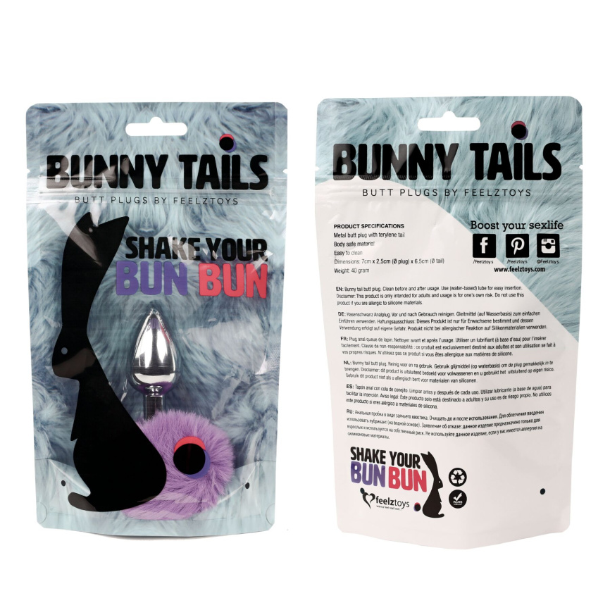 Анальна пробка FeelzToys - Bunny Tails Butt Plug Purple фото 3