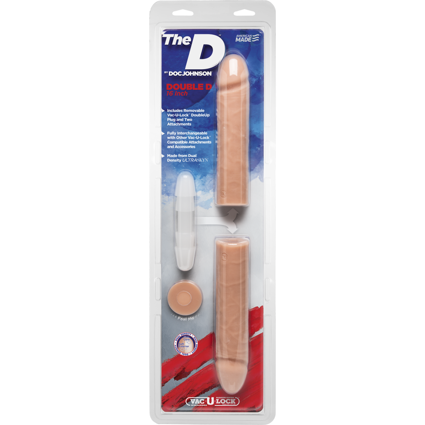 Фалоімітатор подвійний Doc Johnson The D - Double D - 16 Inch - ULTRASKYN, діаметр 4,4 см, Vack-U-Lo фото 5