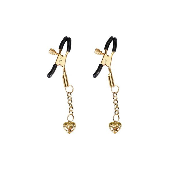 Затискачі для сосків з підвіскою Liebe Seele Hollow Heart Nipple Clamps Gold фото 1