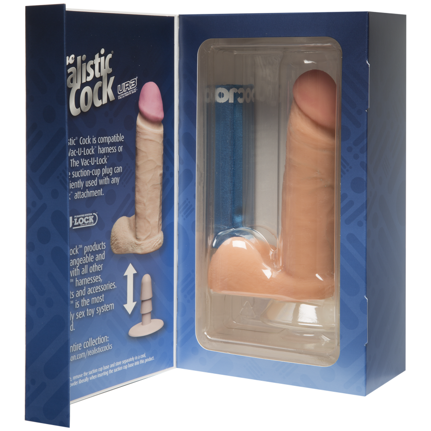 Фалоімітатор Doc Johnson The Realistic Cock 6 inch White – ULTRASKYN, Vack-U-Lock, діаметр 4,3 см фото 4