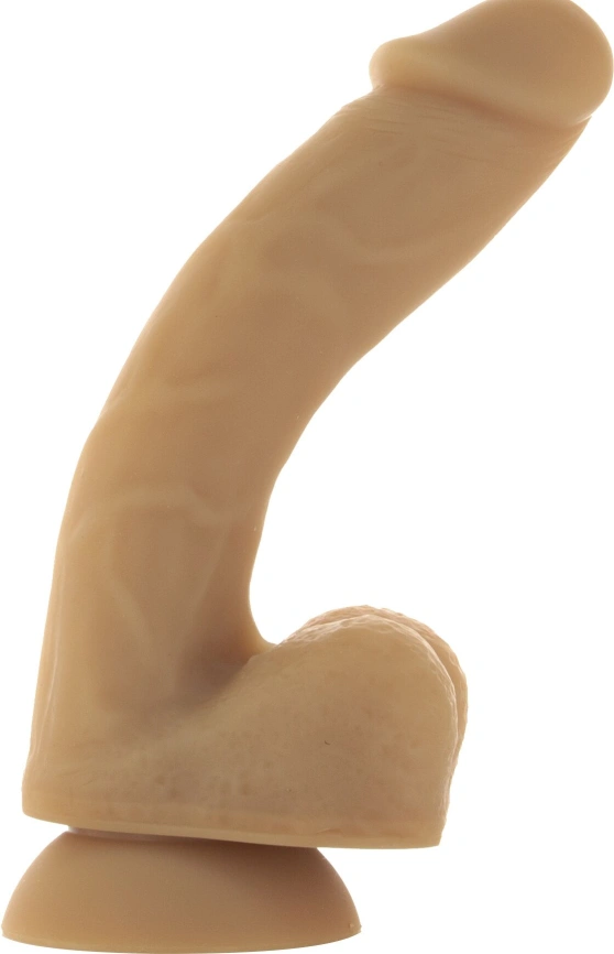 Гибкий фаллоимитатор на присоске ADDICTION — ANDREW 8″ Silicone Dong — Caramel, вибропуля в подарок фото 5