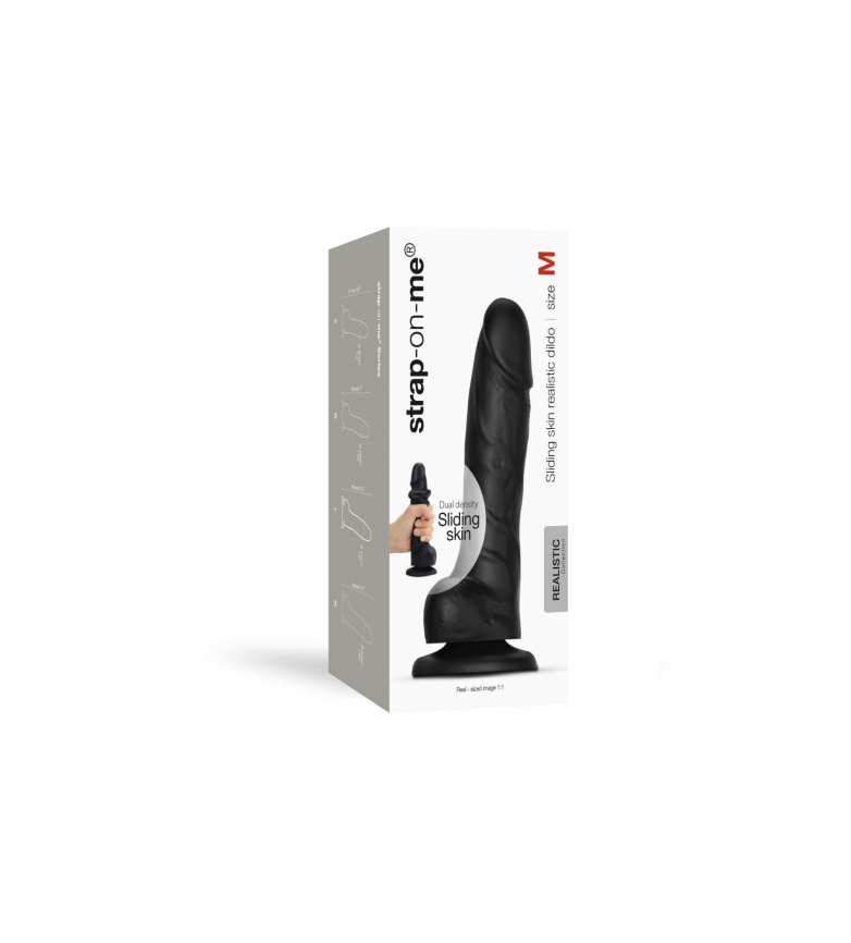 Реалістичний фалоімітатор Strap-On-Me Sliding Realistic Skin Dildo Black M, ефект рухливої шкіри фото 8